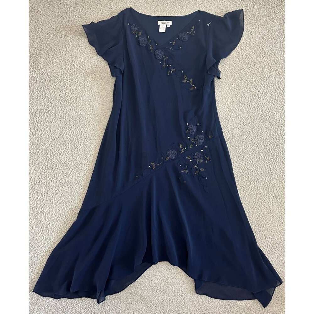 Vintage Y2K‎ Slip Dress Beaded Asymmetric Embroidered Whimsigoth Fairy Grunge